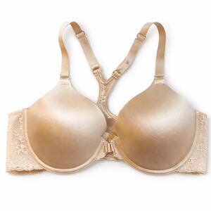 Maidenform 38C Racerback Front closure Fab Fit Full Coverage Cream Like new Lace